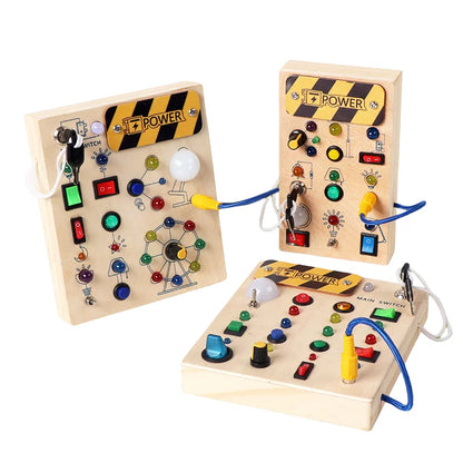 Montessori Toddler Toys Baby Wooden Busy Board Sensory Toys with Light