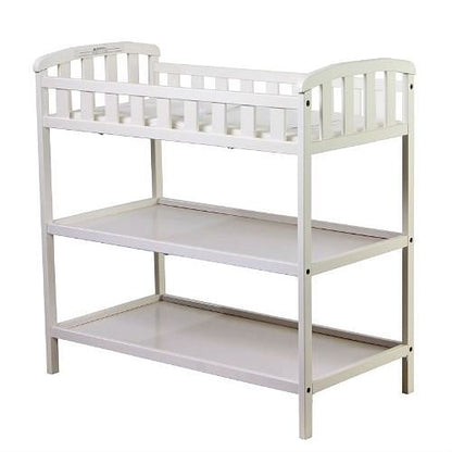 Mesa cambiadora de pañales blanca para bebé con almohadilla cambiadora de 1 pulgada de grosor