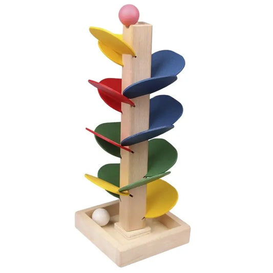Mini Colorful Tree Marble Ball Run Track Building Blocks Kids Wooden