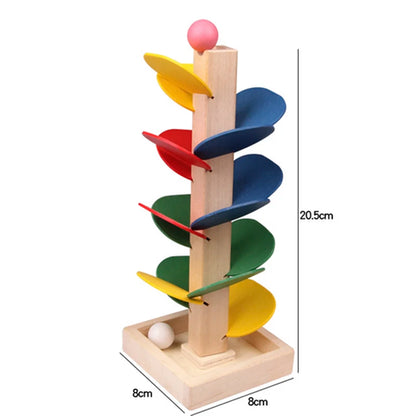 Mini Colorful Tree Marble Ball Run Track Building Blocks Kids Wooden
