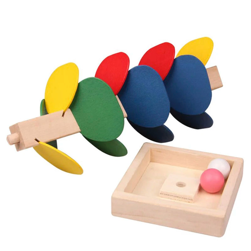 Mini Colorful Tree Marble Ball Run Track Building Blocks Kids Wooden