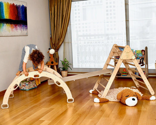 Montessori Climbing Set (3 Pieces)| Triangle, Climbing Arch & Ramp