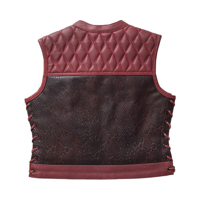 Chaleco elegante de cuero rojo de vaca