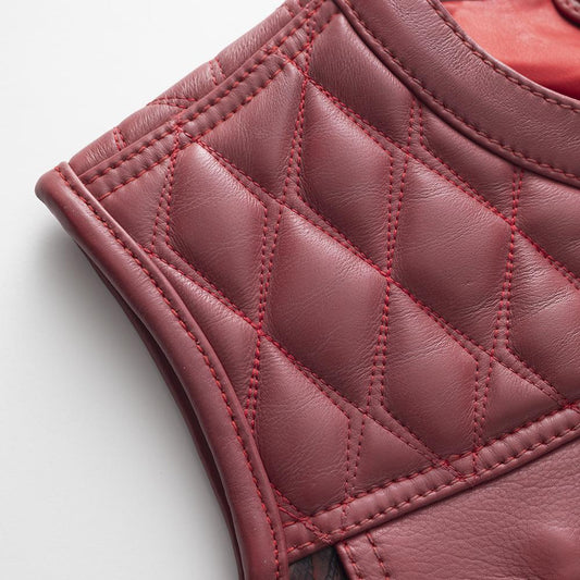 Cowhide Red Leather Stylish Vest