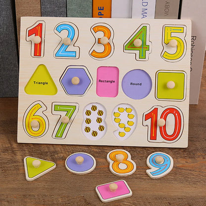 1PCS Baby Toys Montessori Wooden Puzzle Hand Grab Board Educational