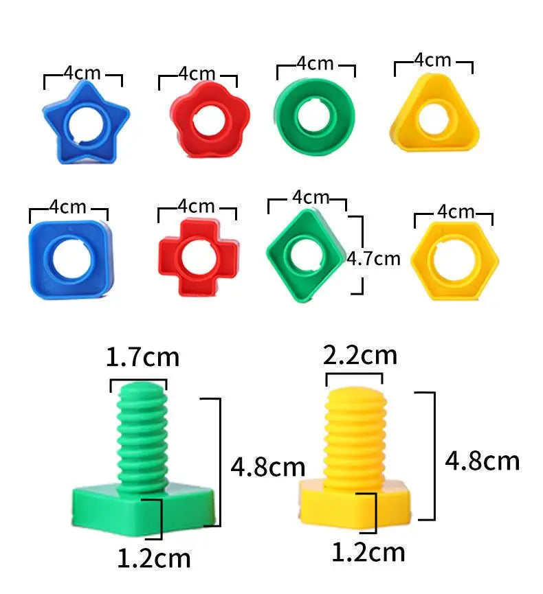 5 Set Screw Building Blocks Plastic Insert Blocks Nut Shape Toys for