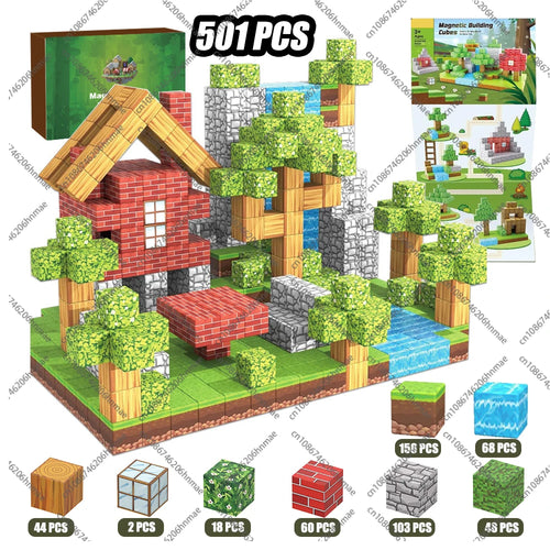 Magnetic Building Blocks Mine World Magnet Cube Set STEM Montessori