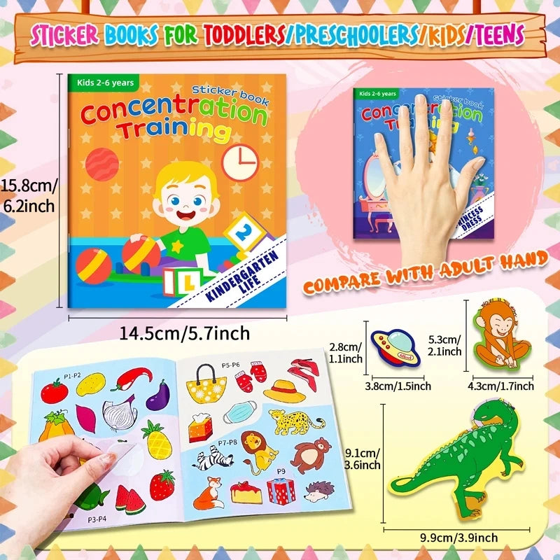 Montessori Toys Cartoon Sticker Books Focus on Potential Development