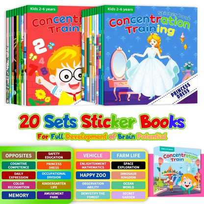 Montessori Toys Cartoon Sticker Books Focus on Potential Development