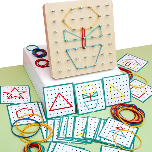 Montessori Wooden Geometry Puzzle Nail Board Math