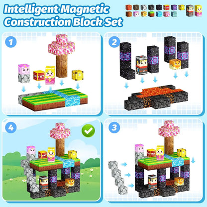 Magnetic Building Blocks Mine World Magnet Cube Set STEM Montessori