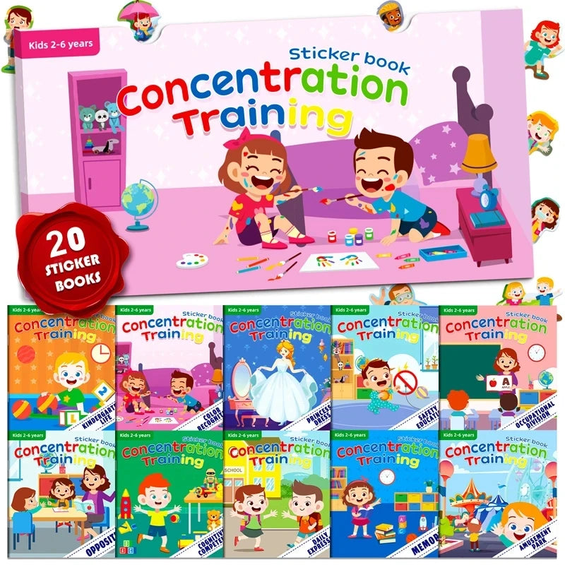 Montessori Toys Cartoon Sticker Books Focus on Potential Development