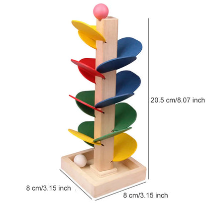 Mini Colorful Tree Marble Ball Run Track Building Blocks Kids Wooden