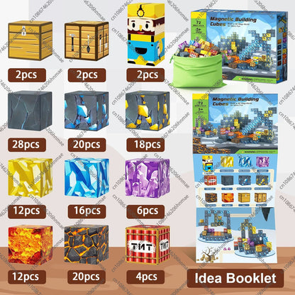 Magnetic Building Blocks Mine World Magnet Cube Set STEM Montessori