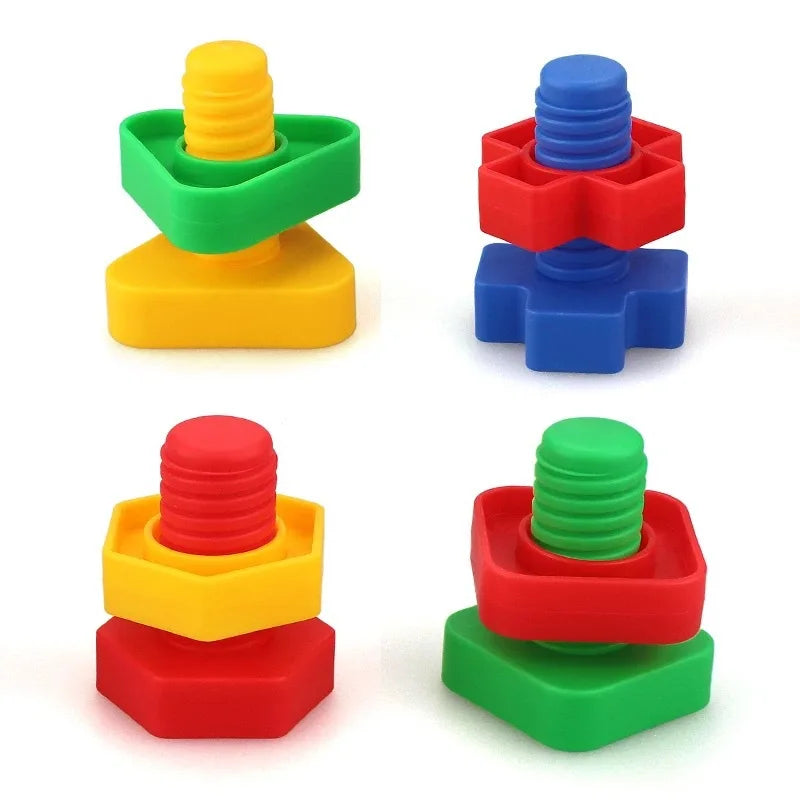 5 Set Screw Building Blocks Plastic Insert Blocks Nut Shape Toys for