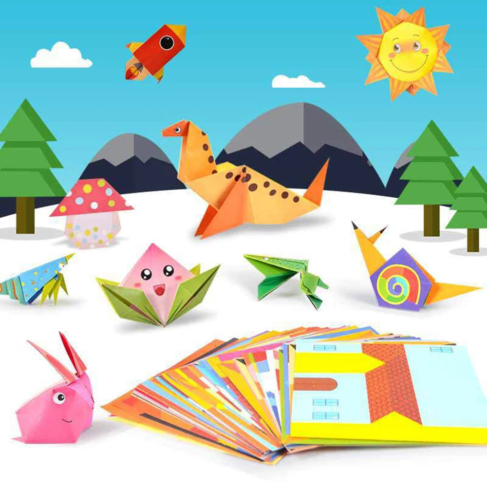 Kids Montessori DIY Craft Toys Cartoon Animal Origami Handcraft Paper