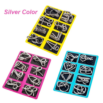 8Pcs/Set Metal Montessori Puzzle Wire IQ Mind Brain Teaser Puzzles