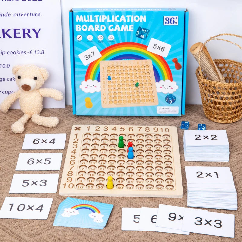 99 Multiplication Board Game Wooden Montessori  Kids Learning