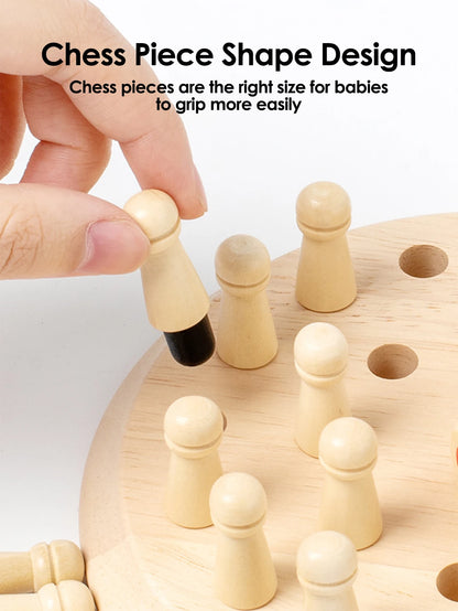 1Set Wooden Chessboard Color Memory Chess Game Memory Concentration