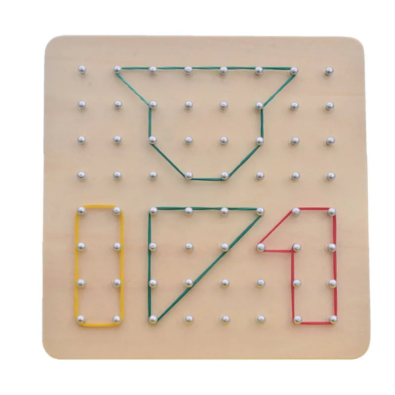 Montessori Wooden Geometry Puzzle Nail Board Math