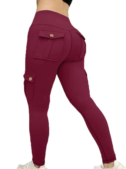 Leggings deportivos con bolsillos para mujer, cintura alta, pantalones ajustados de fitness a la moda