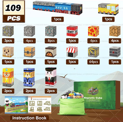 Magnetic Building Blocks Mine World Magnet Cube Set STEM Montessori