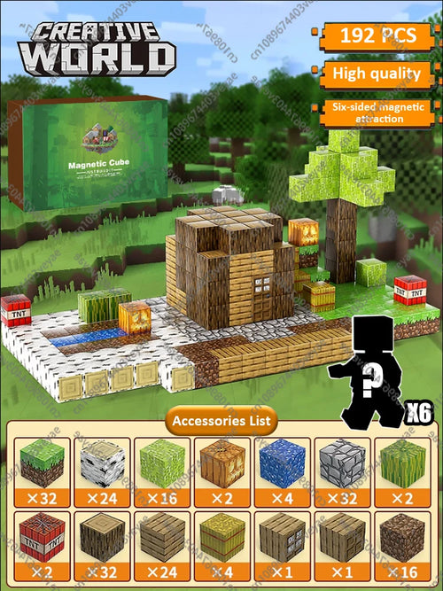 Magnetic Building Blocks Mine World Magnet Cube Set STEM Montessori