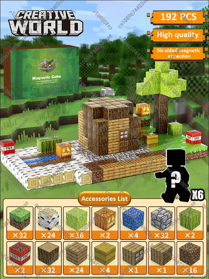 Magnetic Building Blocks Mine World Magnet Cube Set STEM Montessori