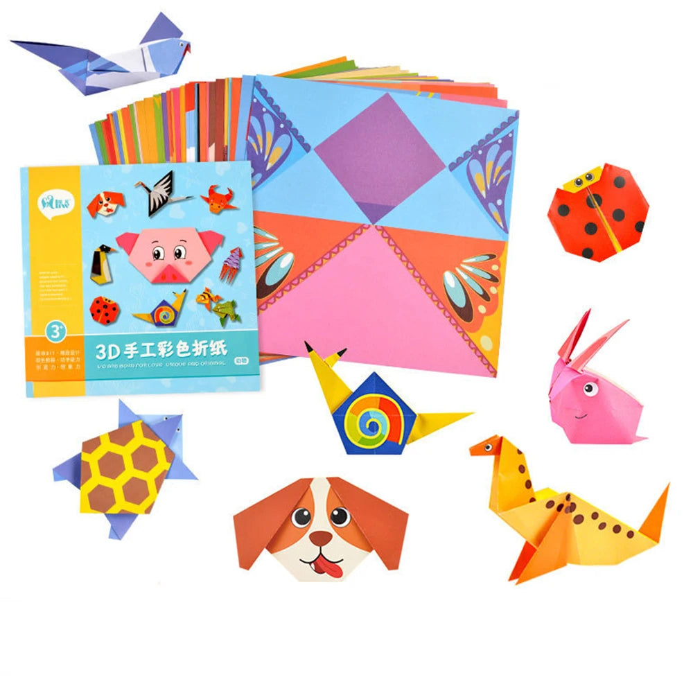 Kids Montessori DIY Craft Toys Cartoon Animal Origami Handcraft Paper