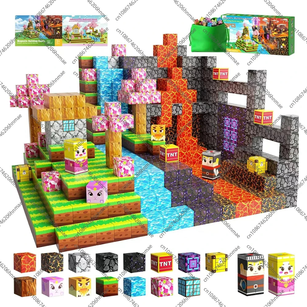 Magnetic Building Blocks Mine World Magnet Cube Set STEM Montessori