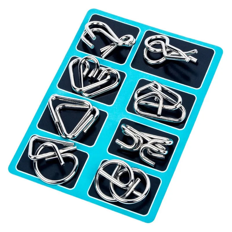 8Pcs/Set Metal Montessori Puzzle Wire IQ Mind Brain Teaser Puzzles