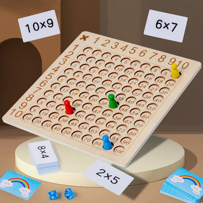 99 Multiplication Board Game Wooden Montessori  Kids Learning