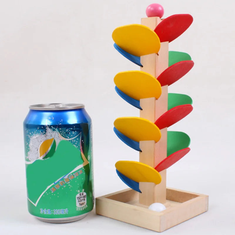 Mini Colorful Tree Marble Ball Run Track Building Blocks Kids Wooden