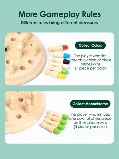 1Set Wooden Chessboard Color Memory Chess Game Memory Concentration
