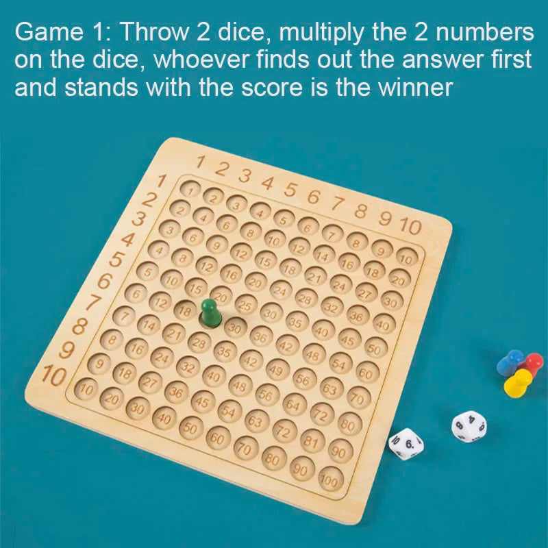 99 Multiplication Board Game Wooden Montessori  Kids Learning
