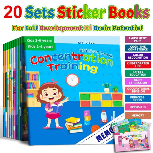 Montessori Toys Cartoon Sticker Books Focus on Potential Development