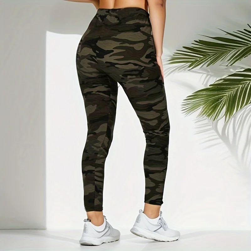 Camouflage Printed White Gray Sexy Women's Leggings