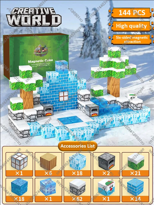 Magnetic Building Blocks Mine World Magnet Cube Set STEM Montessori