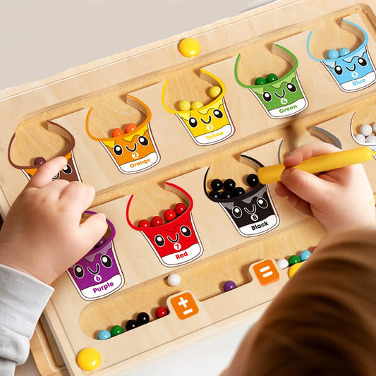 Toddler Montessori Toys 2 in 1 Wooden Magnetic Color & Number Maze