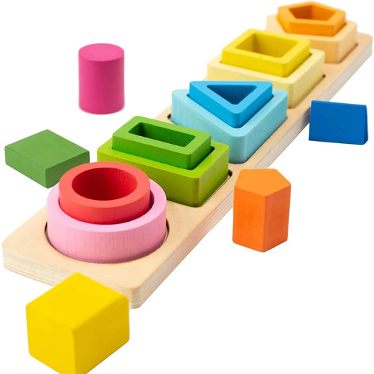 Montessori Wood Toys for Kids Wooden Sorting Stacking Toys for Baby