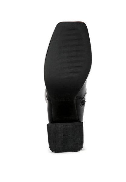Calf High Block Heel Boots