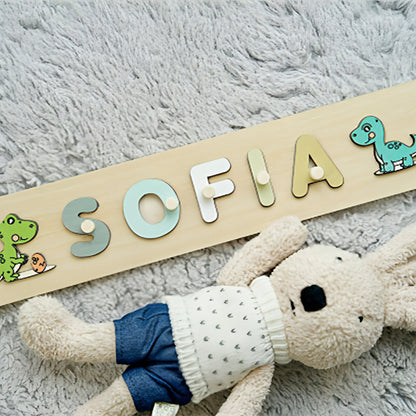 Personalized Wooden Dinosaur Name Puzzle – Fun & Educational Toys