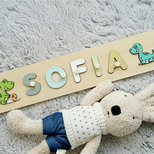 Personalized Wooden Dinosaur Name Puzzle – Fun & Educational Toys