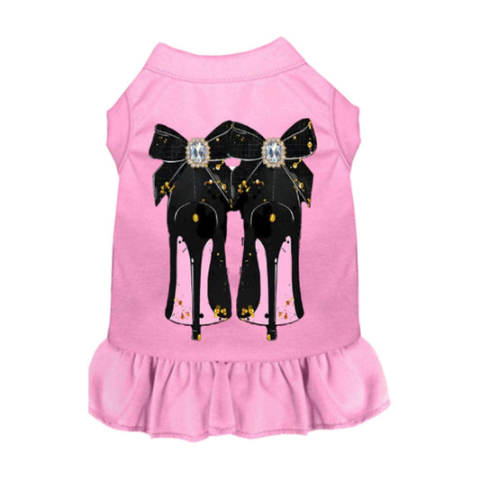 Chic Pink Ruffle Girl Puppy Dog Dress - Rhinestone Accents included