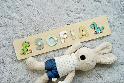 Personalized Wooden Dinosaur Name Puzzle – Fun & Educational Toys