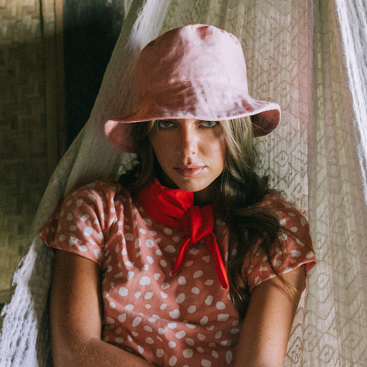Linen Bucket Hat, in Salt Pink