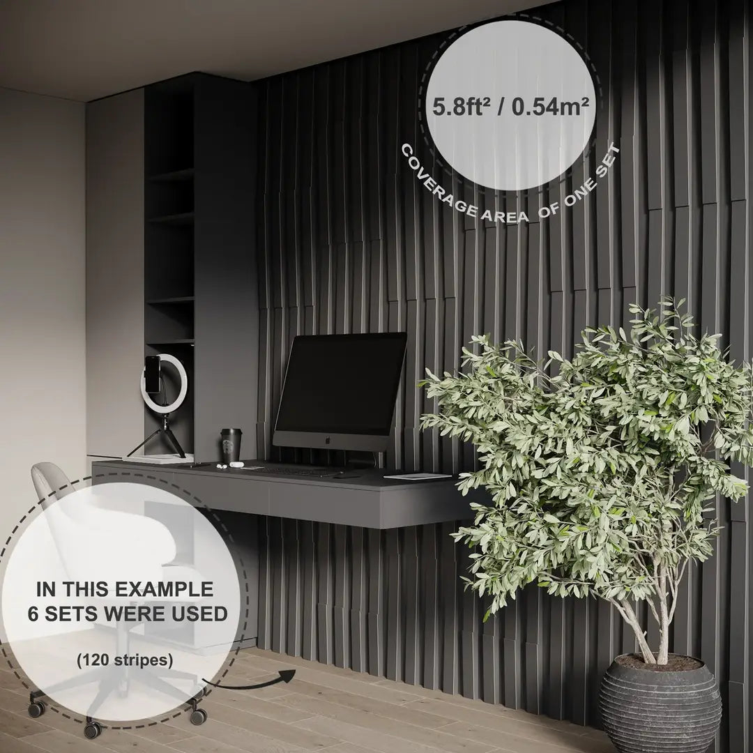 Acoustic Slat Wood Panels «Loza-5» | 2" Strips | Wall Decor