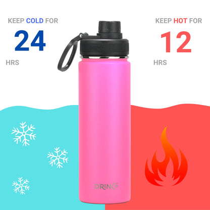 Botella deportiva de acero inoxidable de 22 oz - Rosa isla