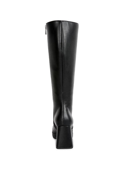 Calf High Block Heel Boots