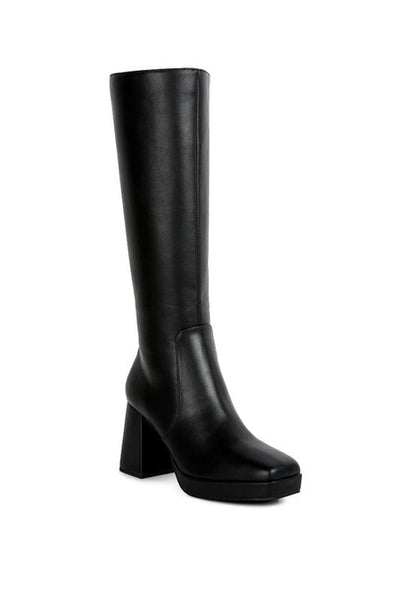 Calf High Block Heel Boots
